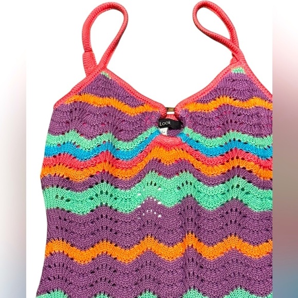 FOREVER 21 New Look Crochet multicolored bodysuit Size Small - Picture 3 of 5